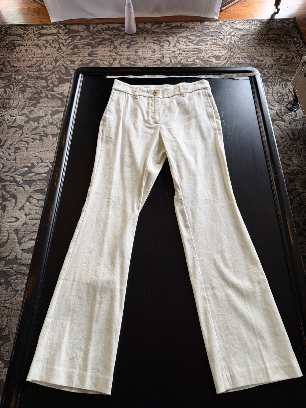 J. Jill Cream straight leg linen blend pant
